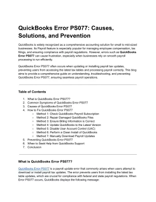 quickbooks error ps077 causes solutions