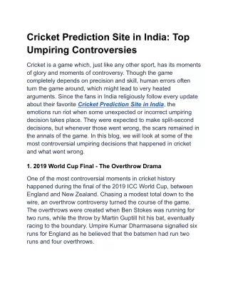 Cricket Prediction Site in India_ Top Umpiring Controversies