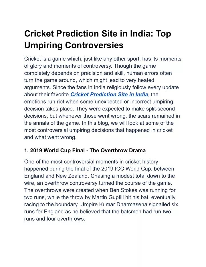 cricket prediction site in india top umpiring