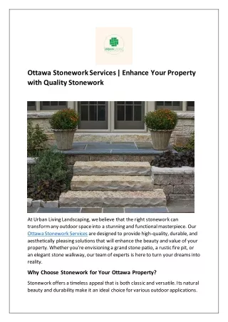 Ottawa Stonework Services | Enhance Your Property with Quality Stonework