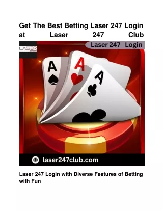 Get The Best Betting Laser 247 Login at Laser 247 Club