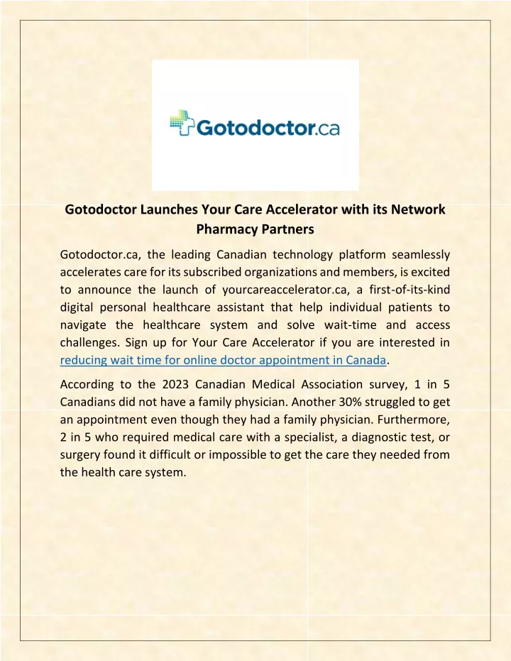 gotodoctor launches your care accelerator with