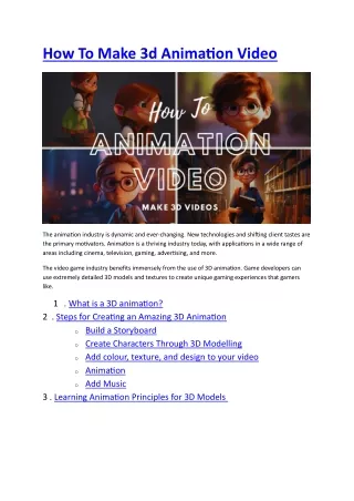 how to make 3d animation video