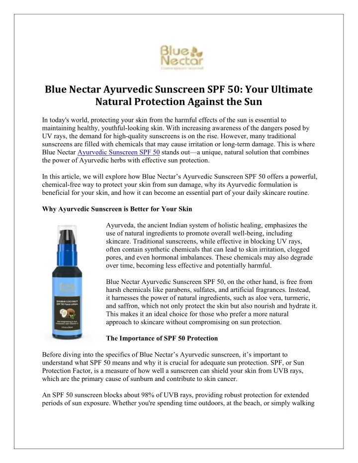 blue nectar ayurvedic sunscreen spf 50 your