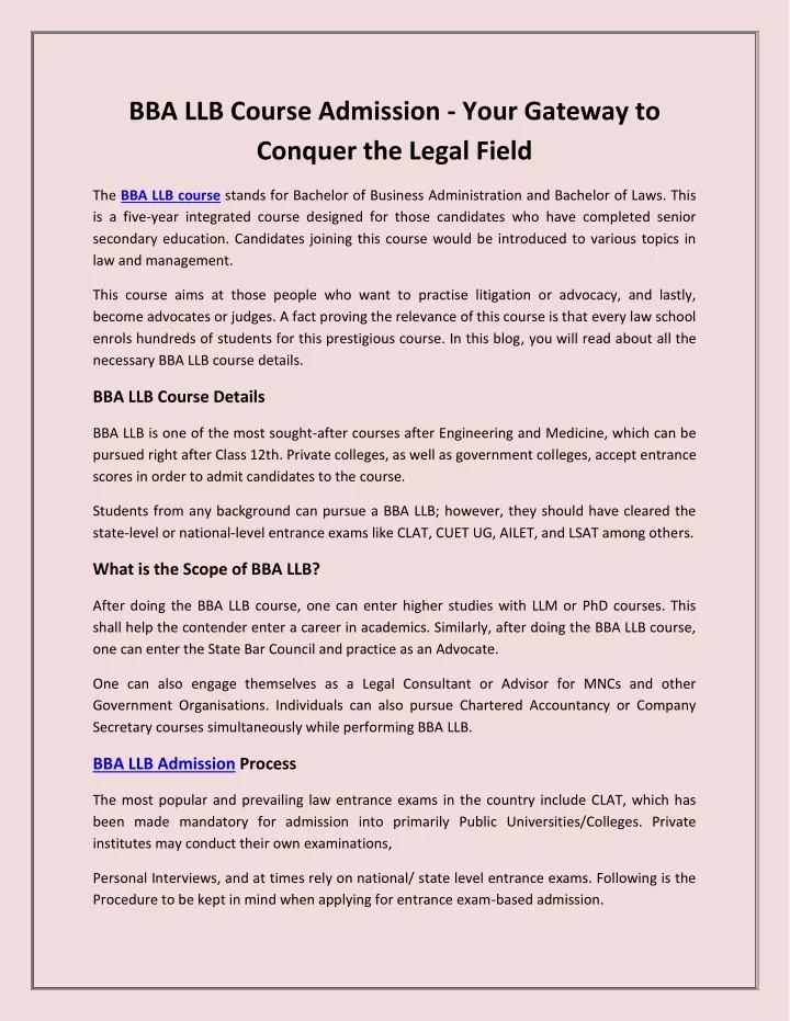 bba llb course admission your gateway to conquer