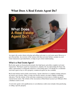 What Does A Real Estate Agent Do ?