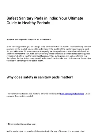 safest sanitary pads in india your ultimate guide