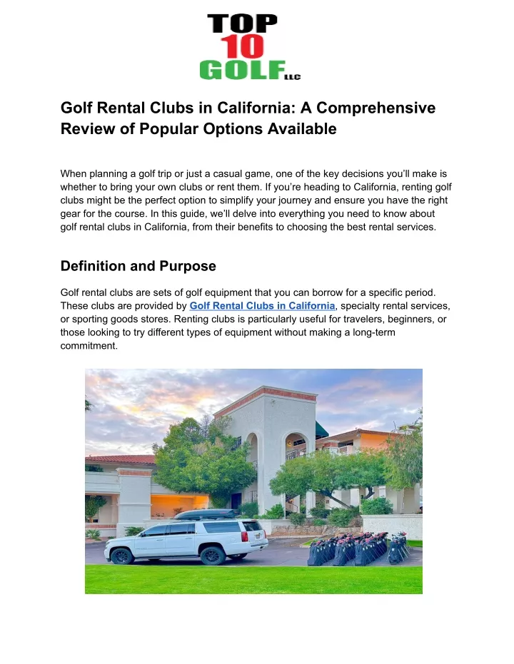 golf rental clubs in california a comprehensive