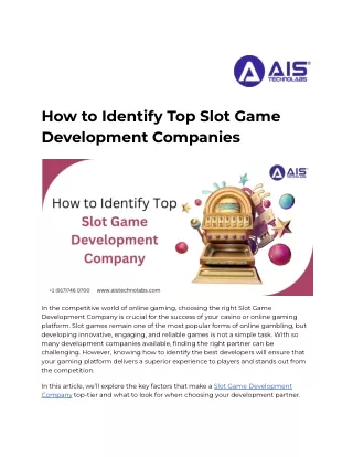 How to Identify Top Slot Game Development Companies