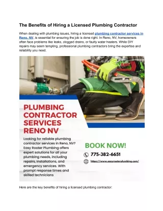 The Benefits of Hiring a Licensed Plumbing Contractor