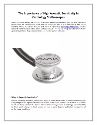 The Importance of High Acoustic Sensitivity in Cardiology Stethoscopes