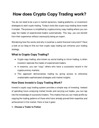 How does Crypto Copy Trading work?