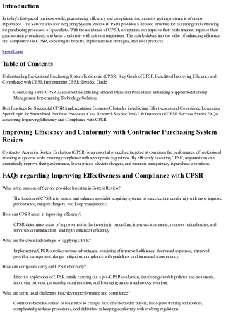 Improving Performance and Compliance with Specialist Buying System Evaluation
