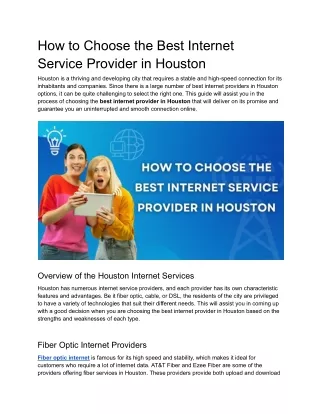 How to Choose the Best Internet Service Provider in Houston