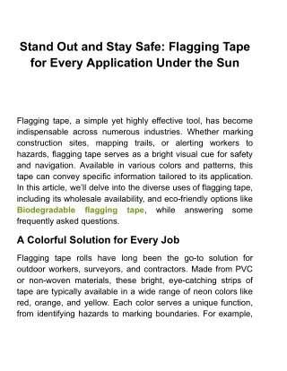 Navigating with Color: The Many Uses of Flagging Tape