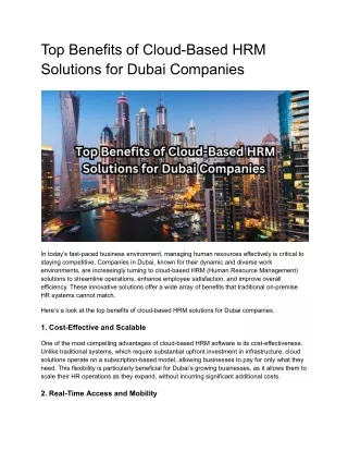 top benefits of cloud based hrm solutions