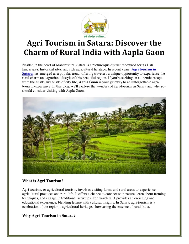 agri tourism in satara discover the charm