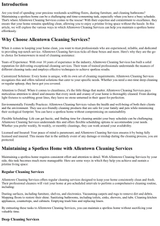 Maintaining a Spotless Home with Allentown Cleaning Services