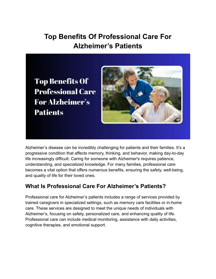 top benefits of professional care for alzheimer