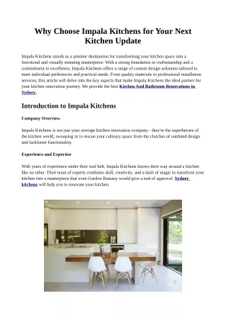 Why Choose Impala Kitchens for Your Next Kitchen Update