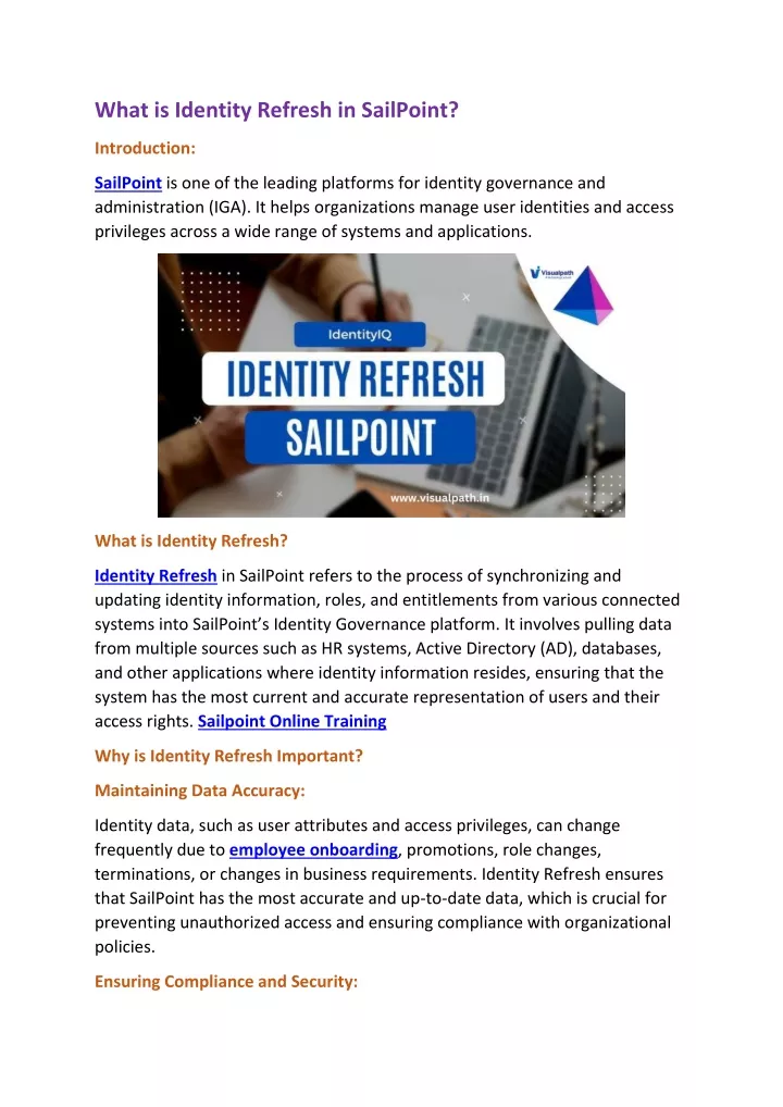 what is identity refresh in sailpoint