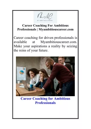 Career Coaching For Ambitious ProfessionalsMyambitiouscareer.com