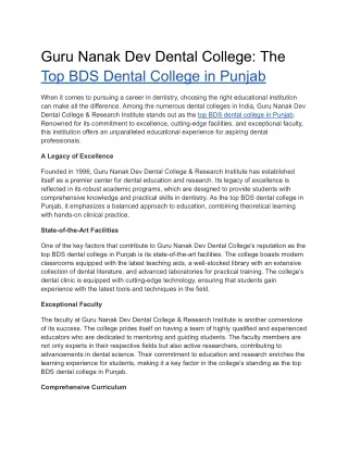 Top BDS Dental College in Punjab