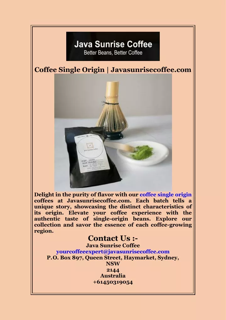 coffee single origin javasunrisecoffee com