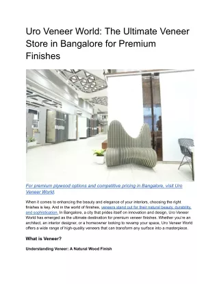 Uro Veneer World_ The Ultimate Veneer Store in Bangalore for Premium Finishes