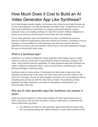 How Much Does it Cost to Build an AI Video Generator App Like Synthesia (1)