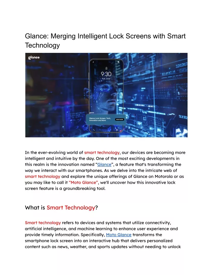 glance merging intelligent lock screens with