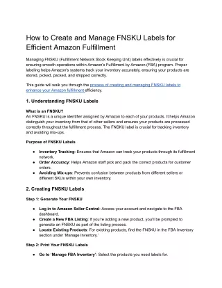 how to create and manage fnsku labels