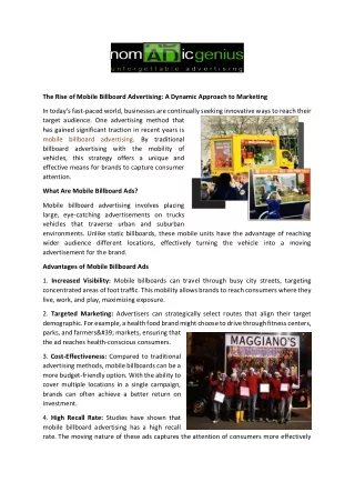 Mobile Billboard Advertising - nomadicgenius.com
