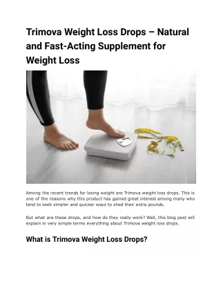 Trimova Weight Loss Drops – Natural and Fast-Acting Supplement for Weight Loss