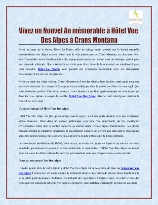 nich au c ur de la suisse h tel la prairie offre