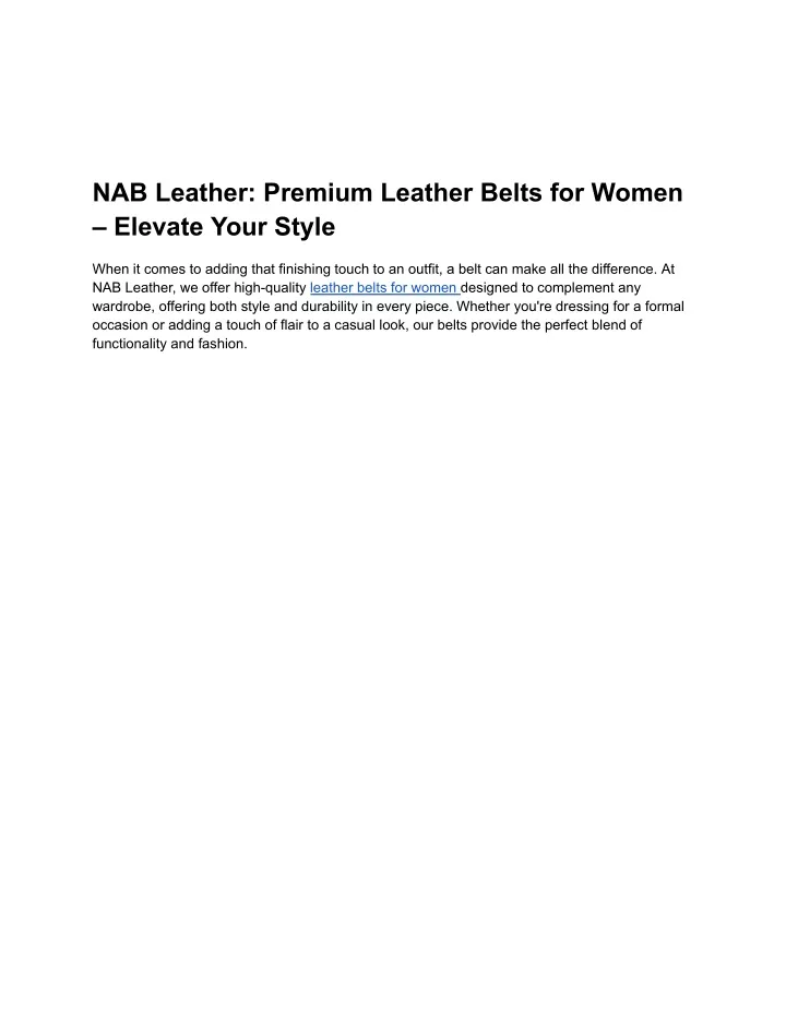 nab leather premium leather belts for women