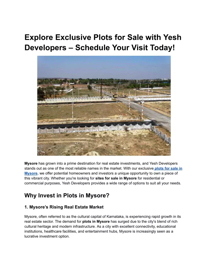 explore exclusive plots for sale with yesh