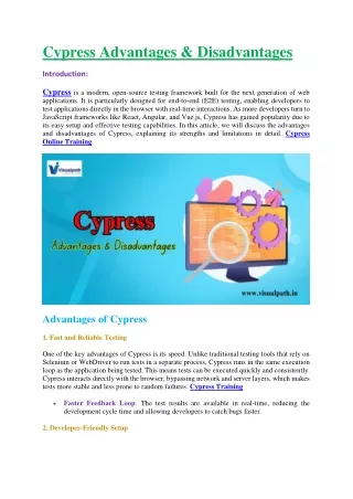 cypress advantages disadvantages