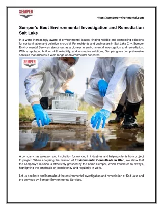 Trusted Environmental Investigation and Remediation in Salt Lake