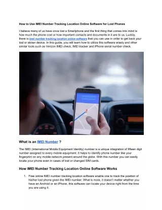 How to Use IMEI Number Tracking Location Online Software for Lost Phones