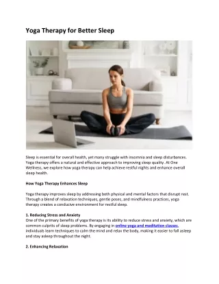 Yoga Therapy for Better Sleep