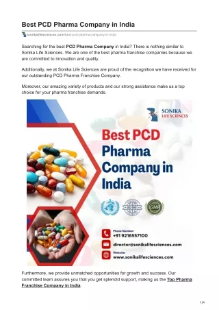 Best PCD Pharma Company in India