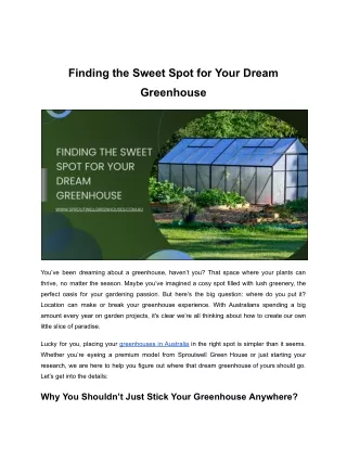 Finding the Sweet Spot for Your Dream Greenhouse