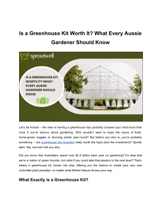 Is a Greenhouse Kit Worth It? What Every Aussie Gardener Should Know