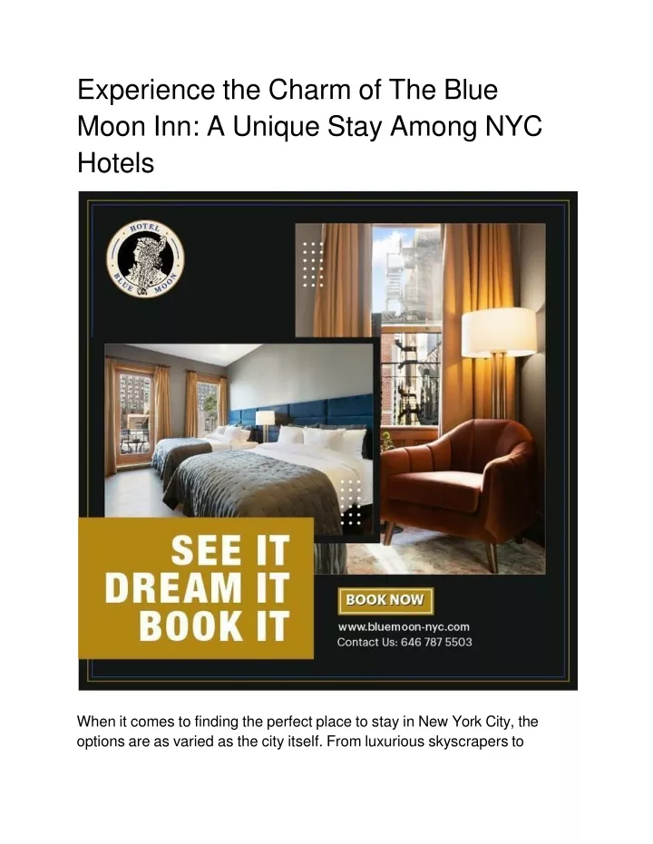 experience the charm of the blue moon inn a unique stay among nyc hotels