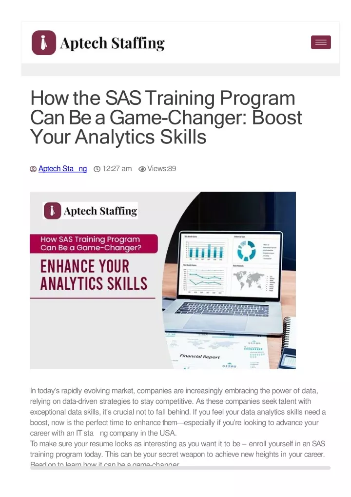 how the sas training program can be a game changer boost your analytics skills