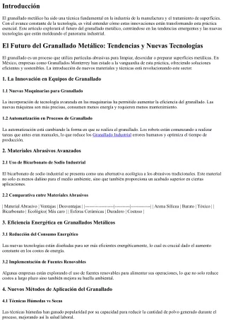 **El Futuro del Granallado Metálico: Tendencias y Nuevas Tecnologías**
