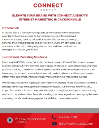 Elevate Your Brand with Connect Agency's Internet Marketing in Jacksonville