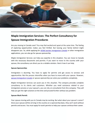 Maple Immigration Services The Perfect Consultancy for Spouse Immigration Procedures