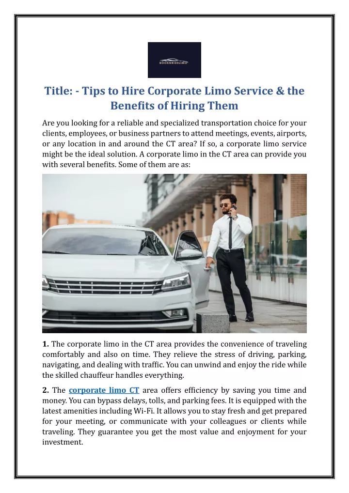 title tips to hire corporate limo service